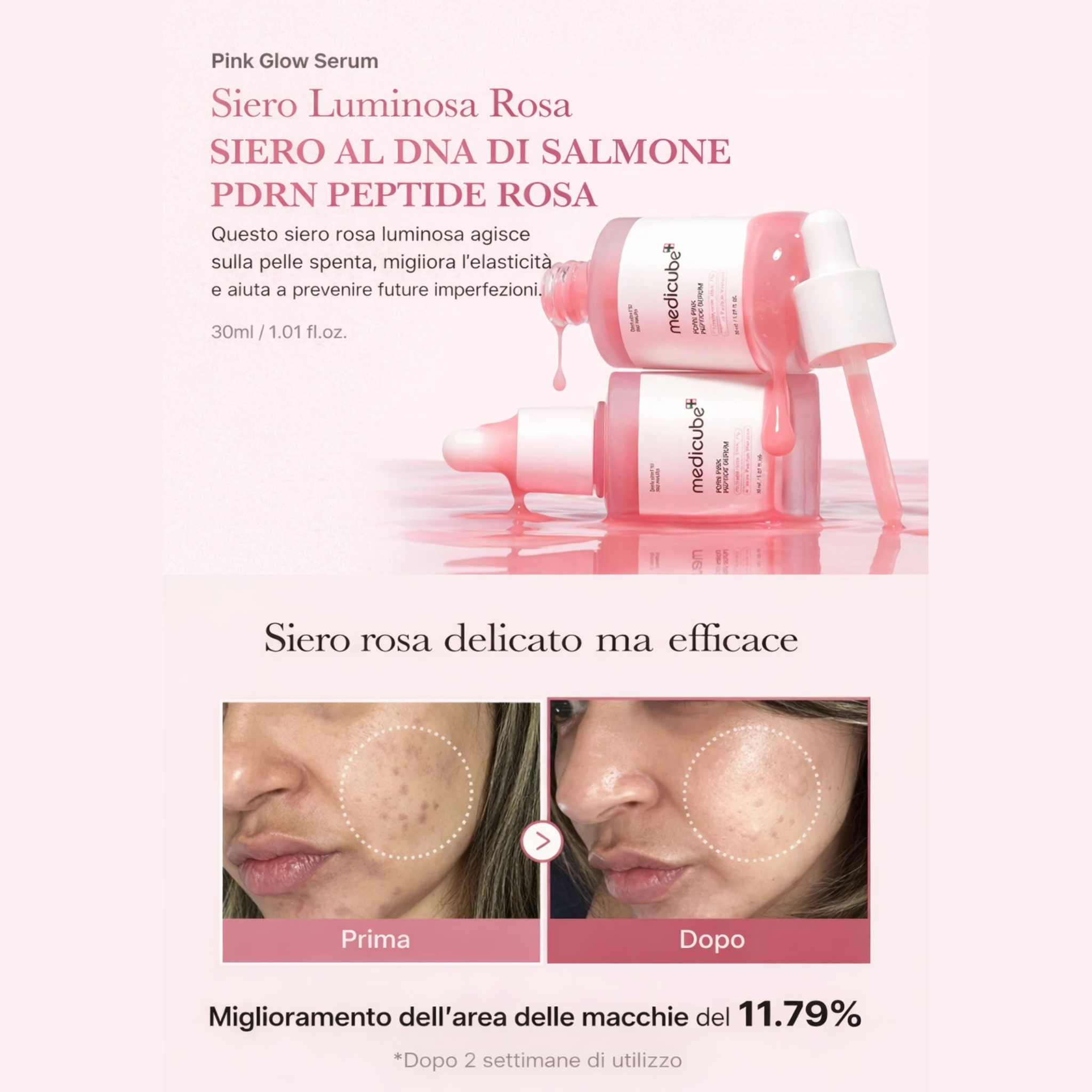 Siero Peptide PDRN Pink - Massima Elasticità - 30ml