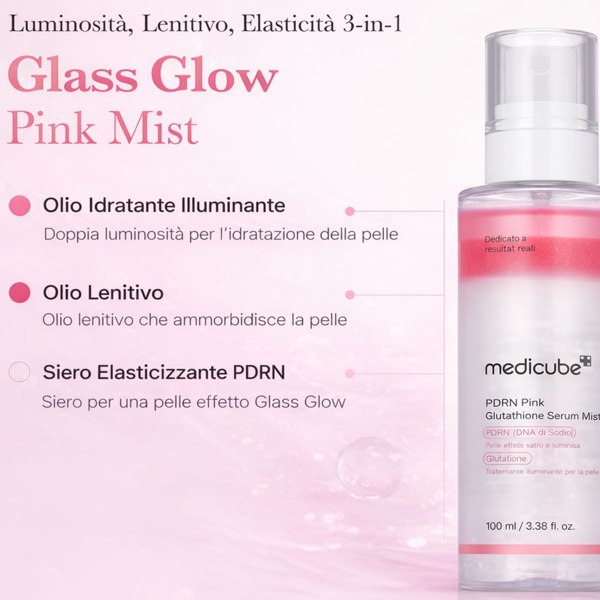 PDRN Pink Glutathione Serum Mist - Spray viso idratante e illuminante