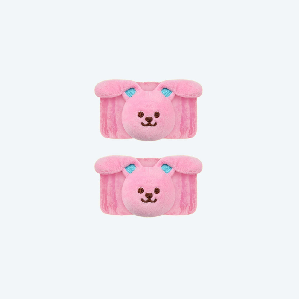 Polsini lava viso in spugna bianca con Bunny rosa