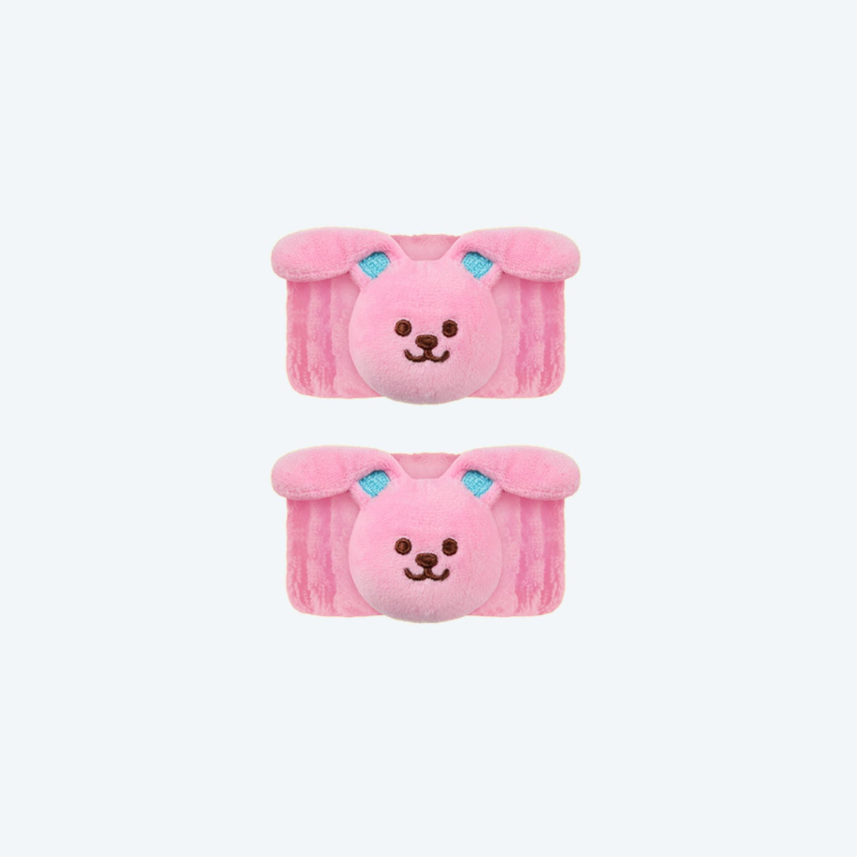 Polsini lava viso in spugna bianca con Bunny rosa