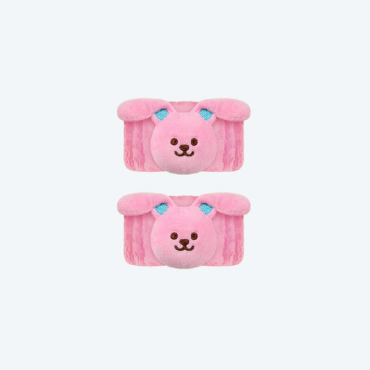 Polsini lava viso in spugna bianca con Bunny rosa