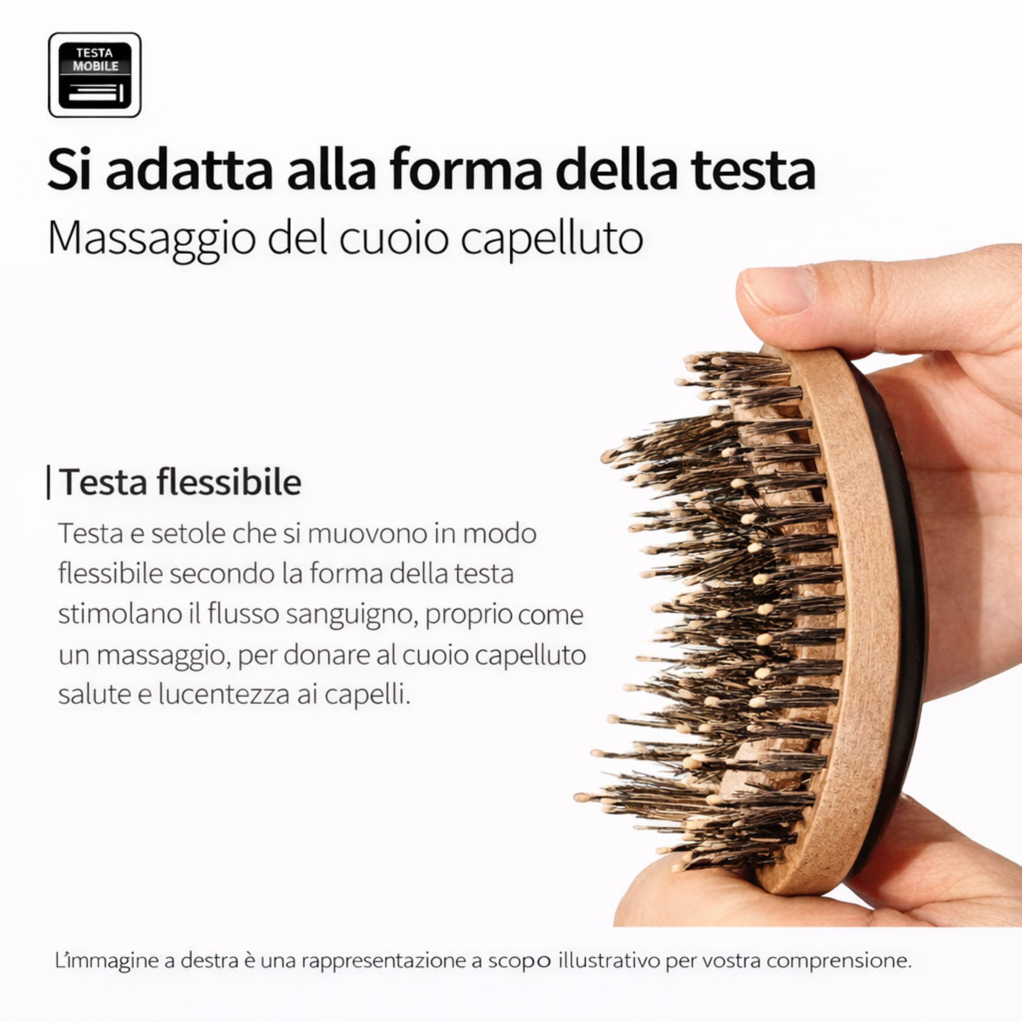 Spazzola effetto legno – Quadrata con setole naturali