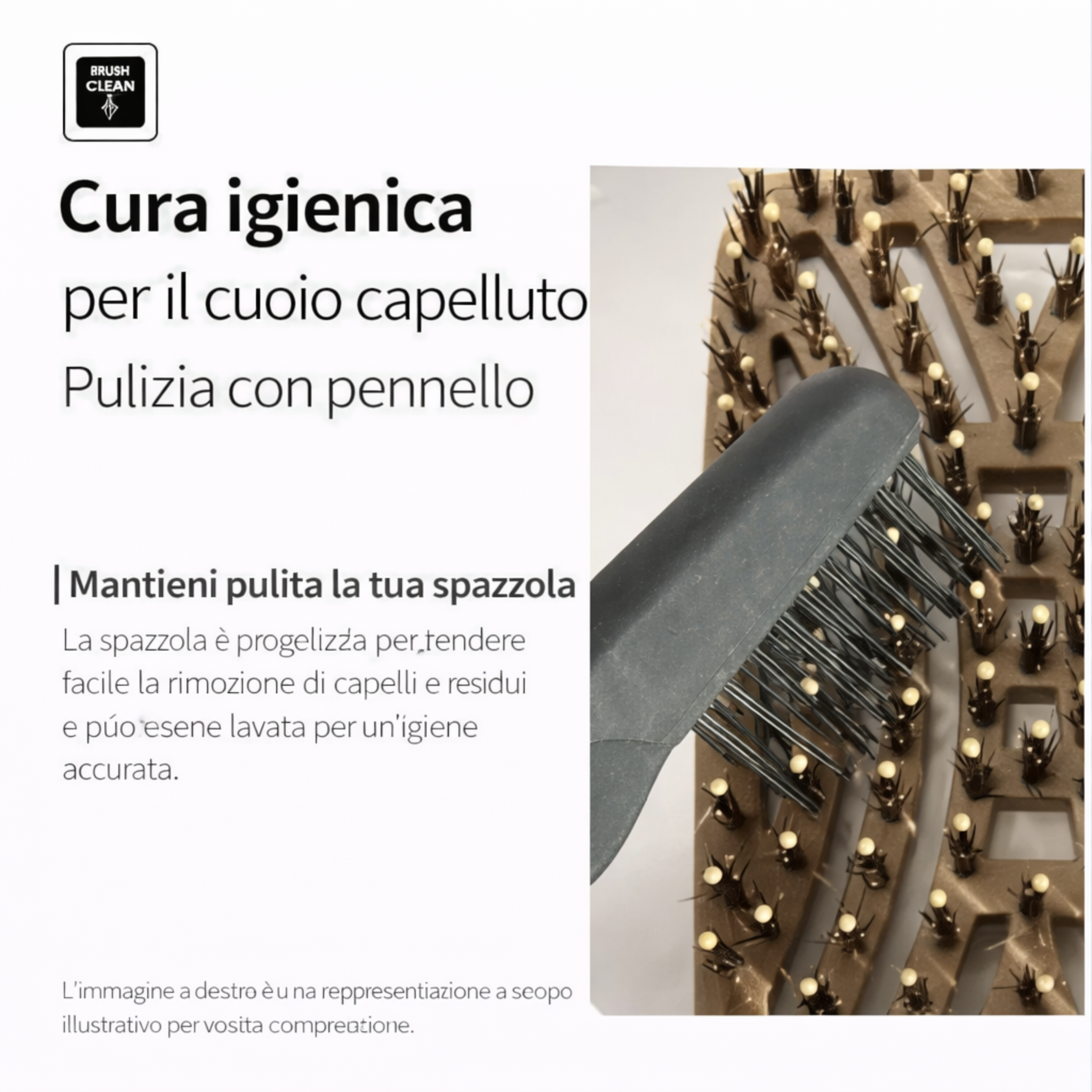 Spazzola effetto legno – Quadrata con setole naturali